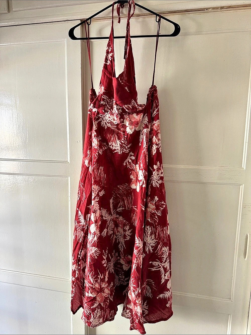 Free People Daria Halter Maxi Dress Red & White XL